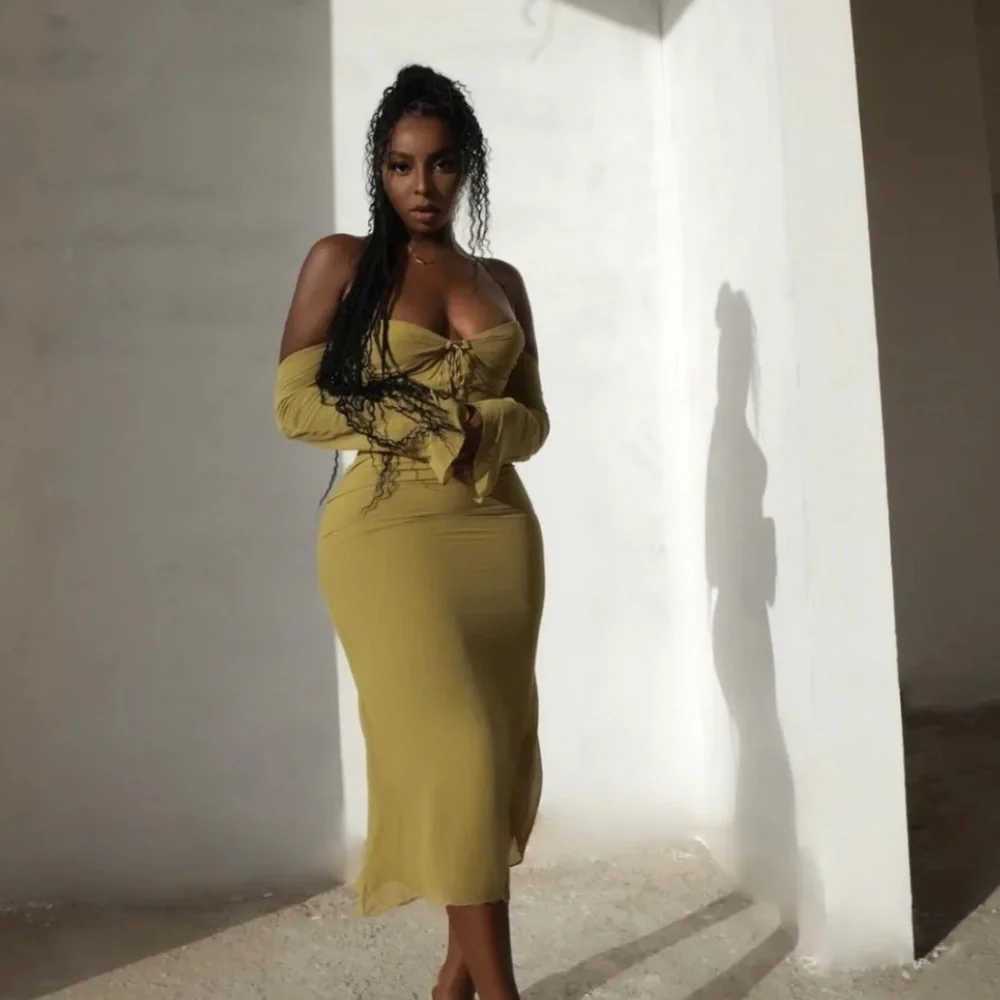 ‘Naomi' Olive Halter Midi Dress - Picture 7 of 17